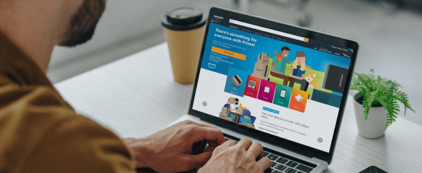 man searching for amazon prime deals