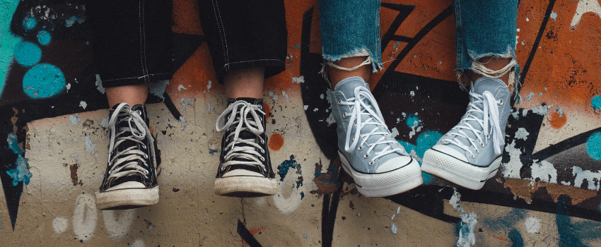 two pairs of sneakers bought from online stores