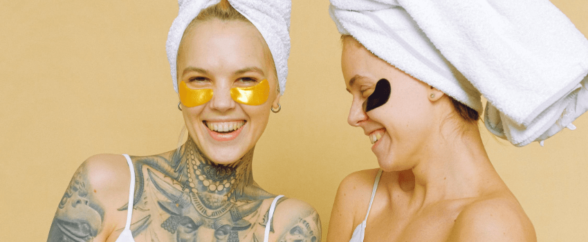 woman applying a skincare routine