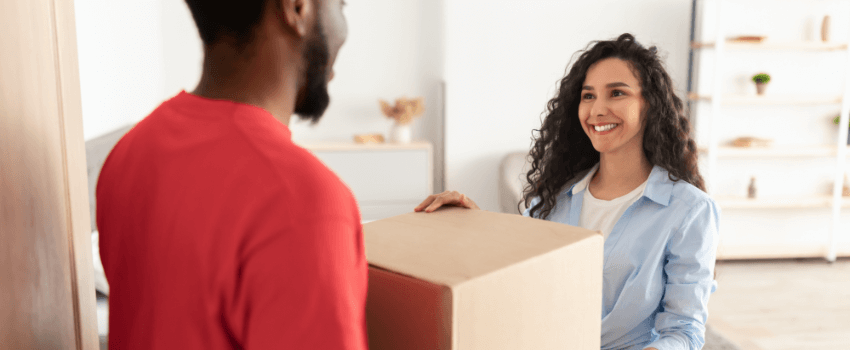 woman receiving package