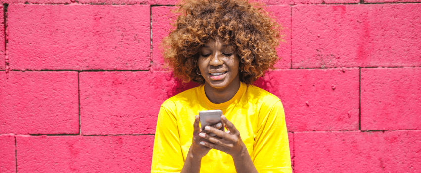 woman holding a phone