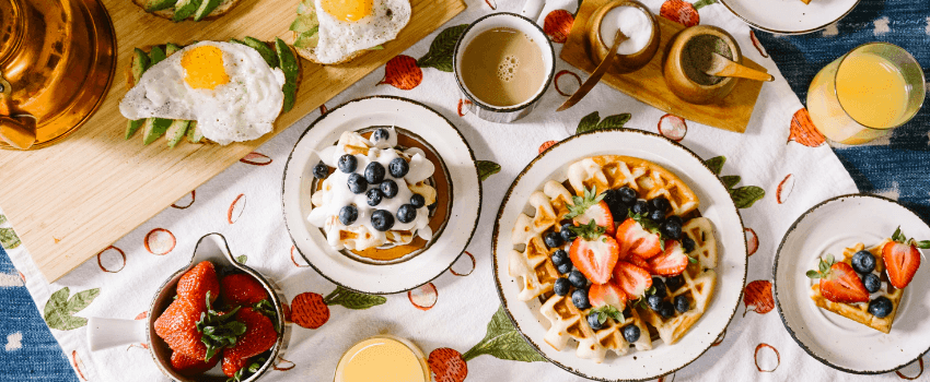 table full of delicious food