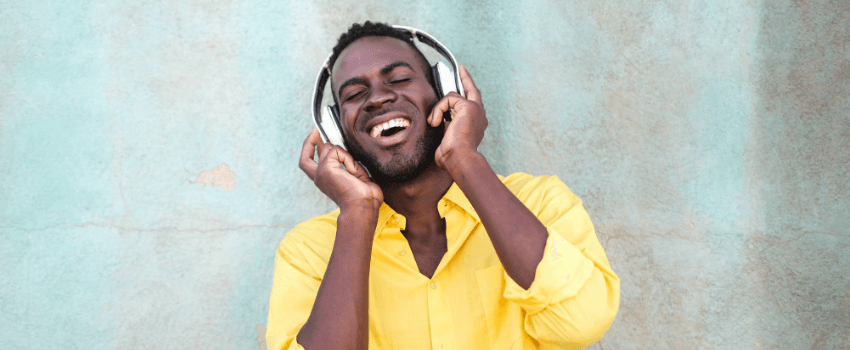 man listening music