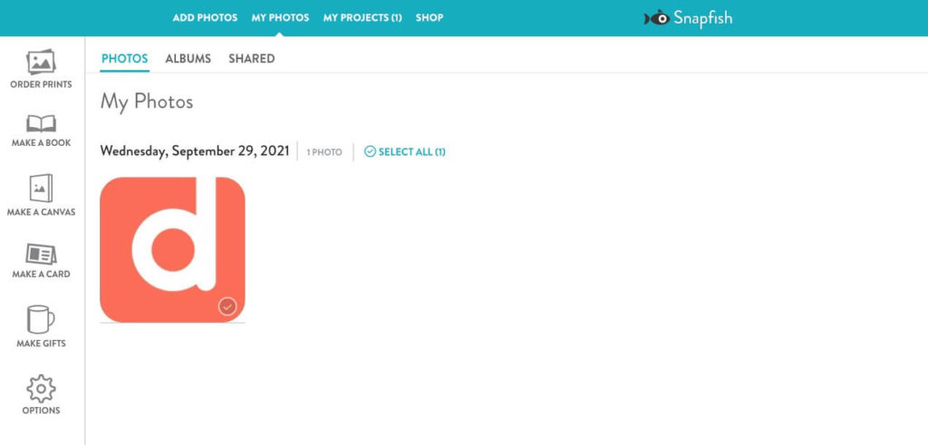 snapfish photo library