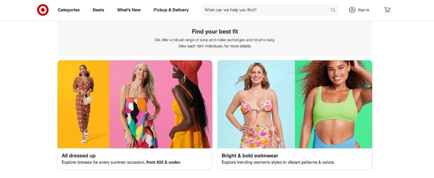 Target affordable clothing store