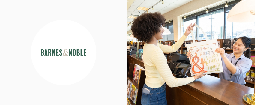 Barnes & Noble Employee Giving a Customer a Bag